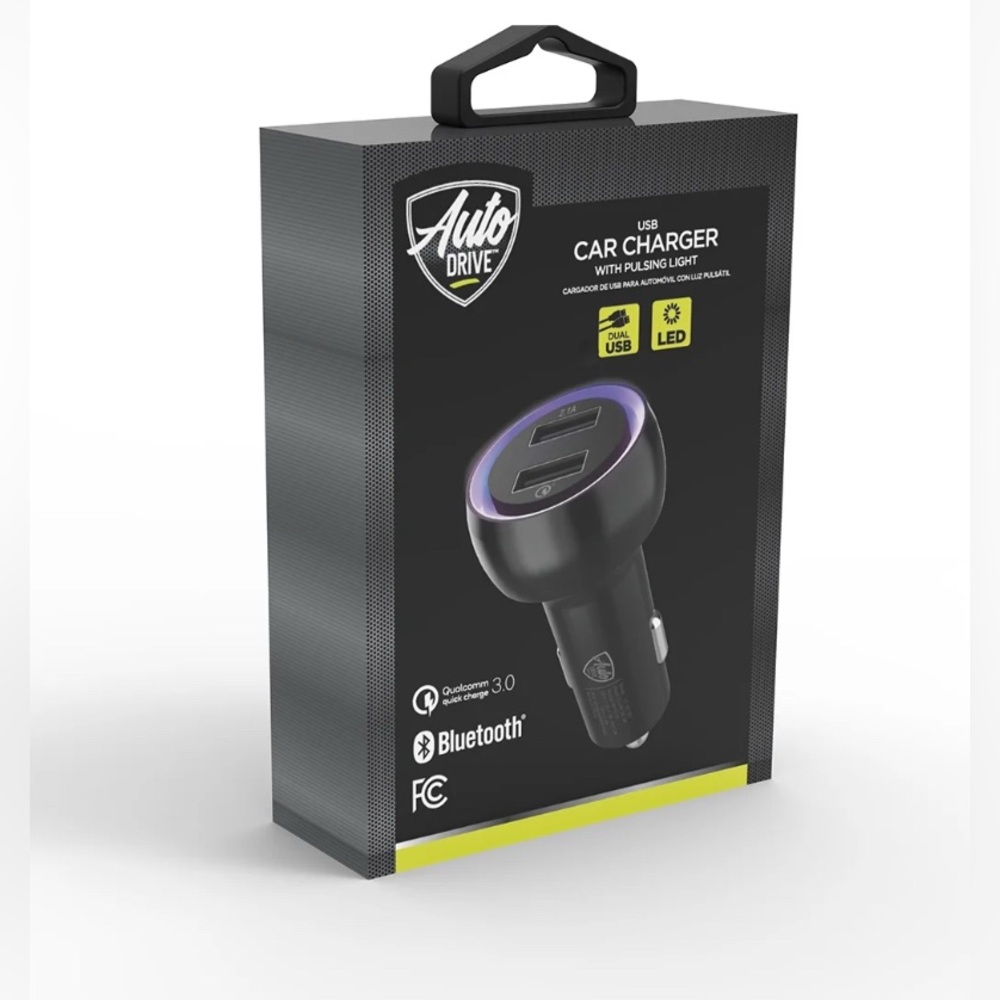Auto Drive Car Charger with APP Control, Dual Charging Ports, Parking Locator